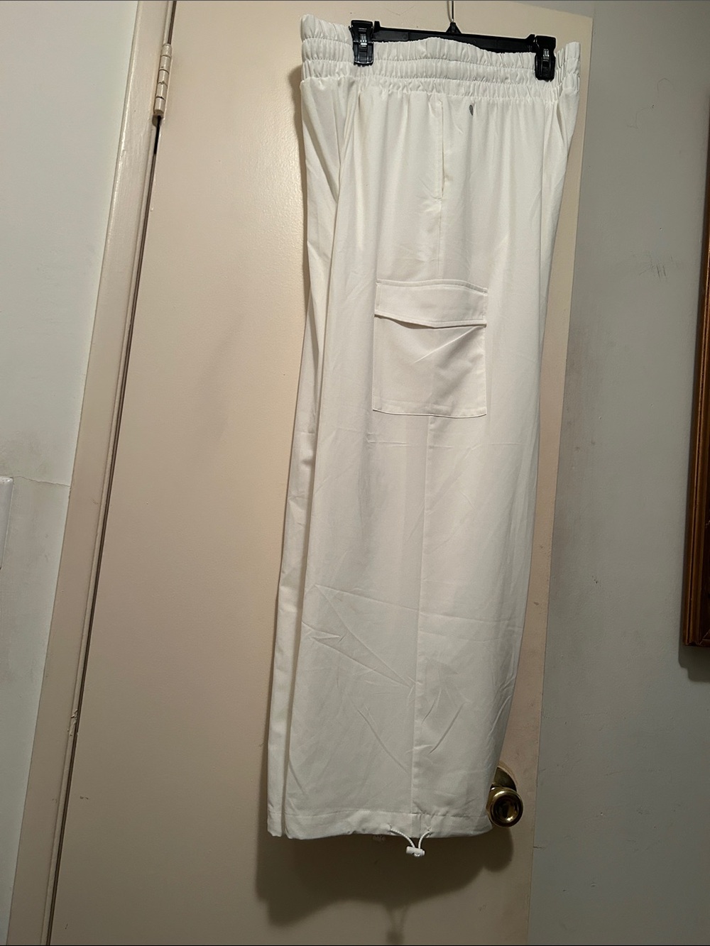 Zella White Elastic-Waist Cargo lightweight Pants with Drawcord